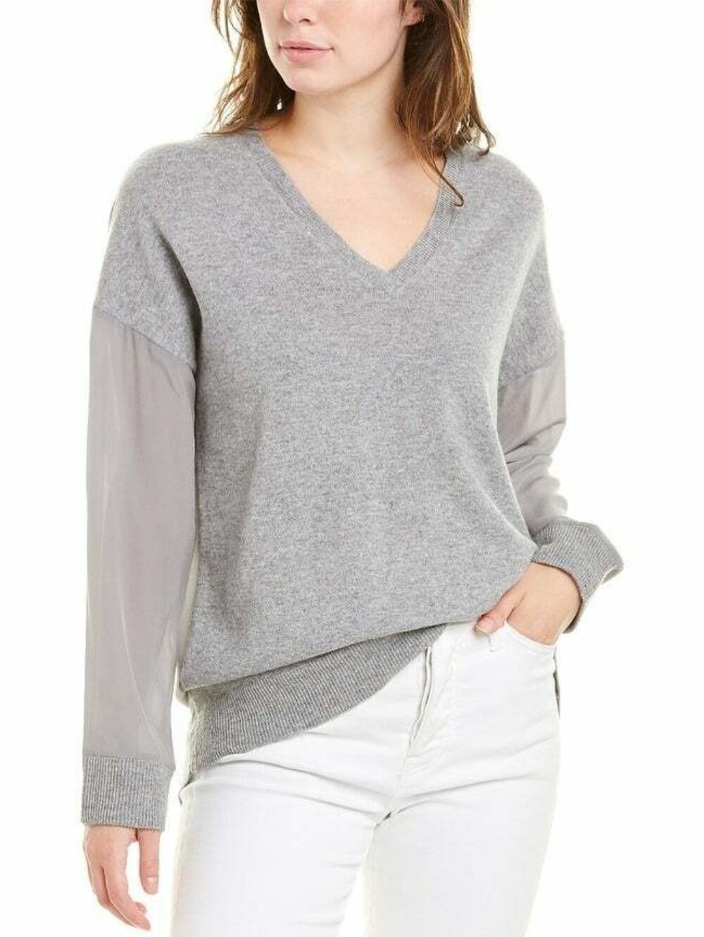 Magachoni V-neck Cashmere Sweater With Silk Sleeves